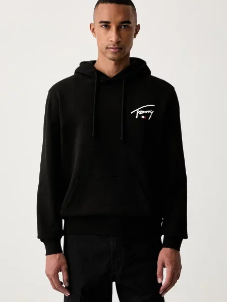 Tommy Jeans hanorac cu glugă pentru bărbați din negru