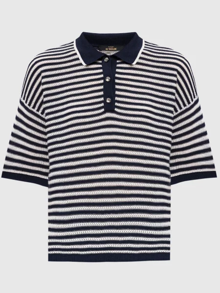 Блуза в смужку з логотипом Twin Set Actitude бежева