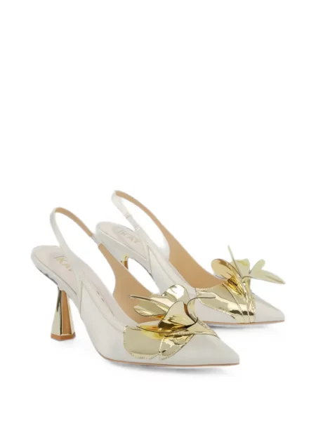 Papuci tip mules Kat Maconie cu model floral alb