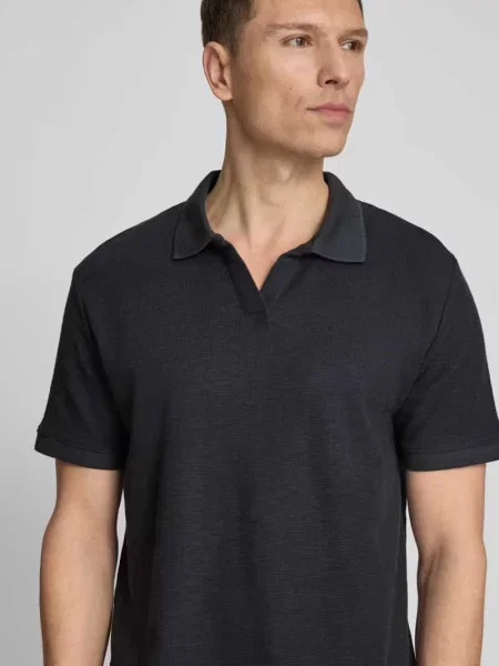 Koszulka polo o kroju comfort fit z dekoltem w serek Lindbergh granatowe