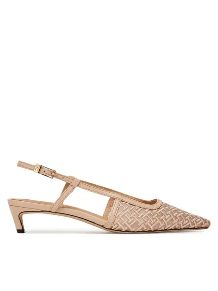 Tommy Hilfiger Обувки на Mono Squared Toe Kitten Slingb бежов