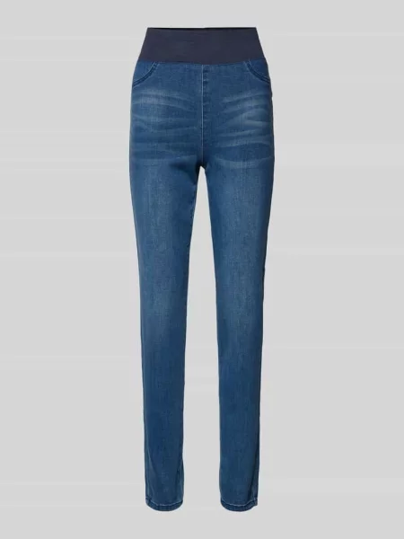 Jeansy o kroju slim fit z szerokim elastycznym pasem model ‘SHANTAL’ Free/quent niebieskie