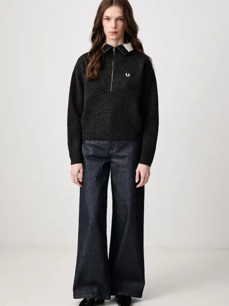 Fred Perry sweter z wełną szary