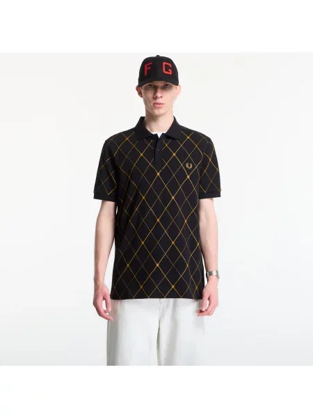 Cămașă Fred Perry cu imagine cu model argyle negru