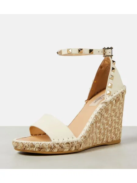 Usnjene espadrile Valentino Garavani bela