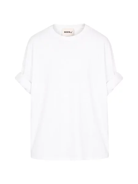 Tricou Seen Users cu decolteu rotund alb