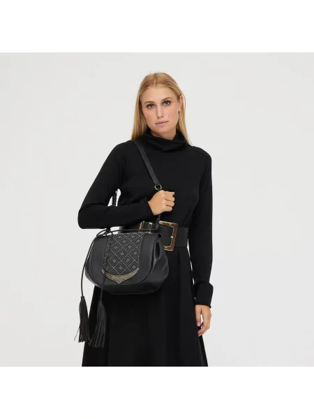 Torebka Roberto Cavalli skórzana czarna