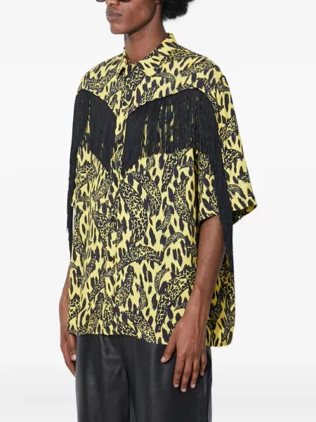 Риза Fiorucci с ресни с леопардов принт жълто