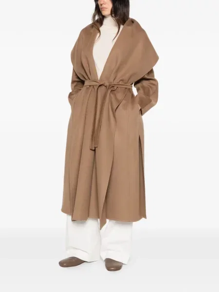 Gulerat cu centură palton Max Mara maro