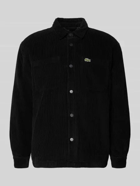 Koszula ze sztruksu o kroju regular fit z naszywką z logo Lacoste czarna