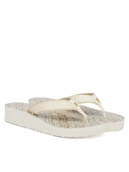 Žabky Tommy Hilfiger Monogram Mid Wedge Sandal Krémová