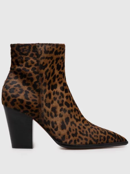 Кожаные ботильоны Santoni с принтом коричневые