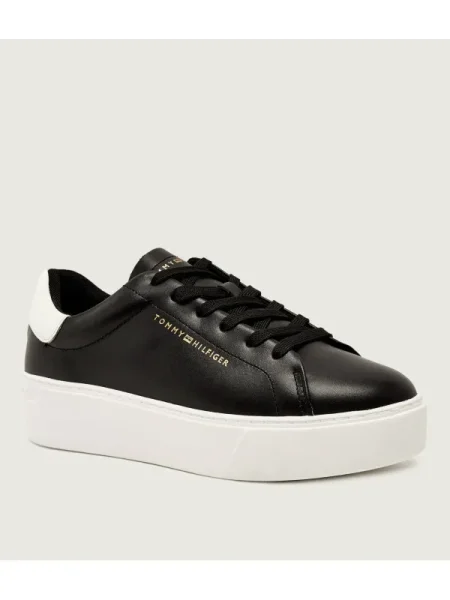 Teniși Tommy Hilfiger din piele cu platformă negru