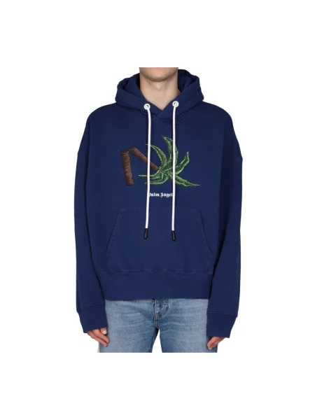 Bluza z kapturem Palm Angels niebieska