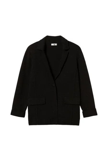 Geacă Twinset cu paiete tricotate negru