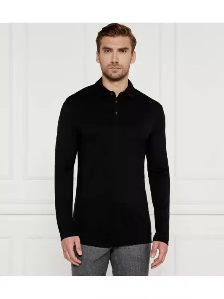 BOSS BLACK Polo H-Person 20 cu adaos de lână negru
