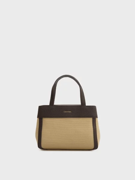 Сумка шоппер Calvin Klein из канваса бежевая