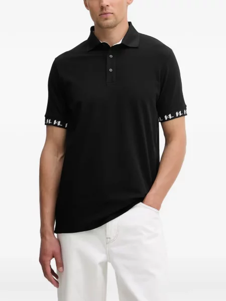Tricou polo Karl Lagerfeld cu autograf negru