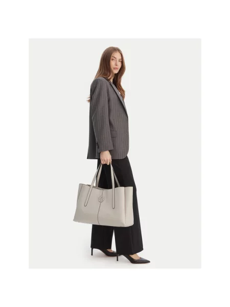 Torba shopper z imitacji skóry model ‘ANETT NEW L TOTE’ Boss szara