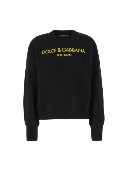 Sweter Dolce And Gabbana z kaszmiru z nadrukiem czarny