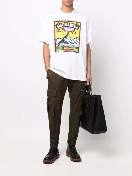Raštuotas marškinėliai Dsquared2 balta