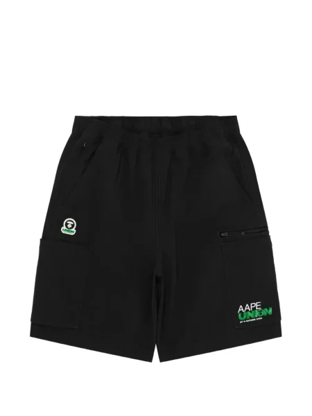 Pantaloni scurți cargo Aape By A Bathing Ape cu autograf negru