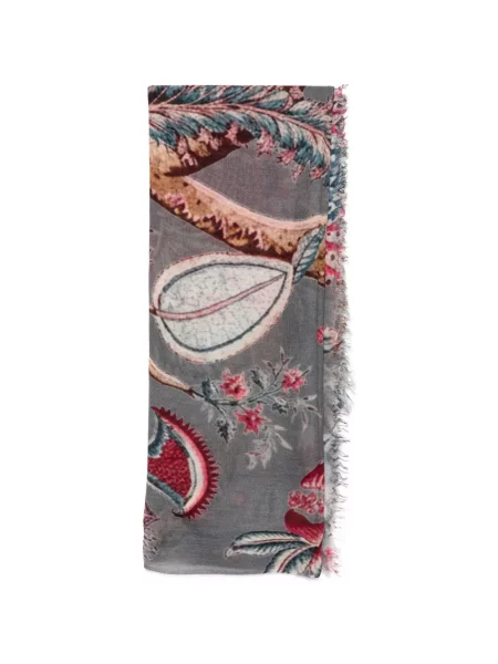 Fular Mouleta cu model floral cu imagine gri