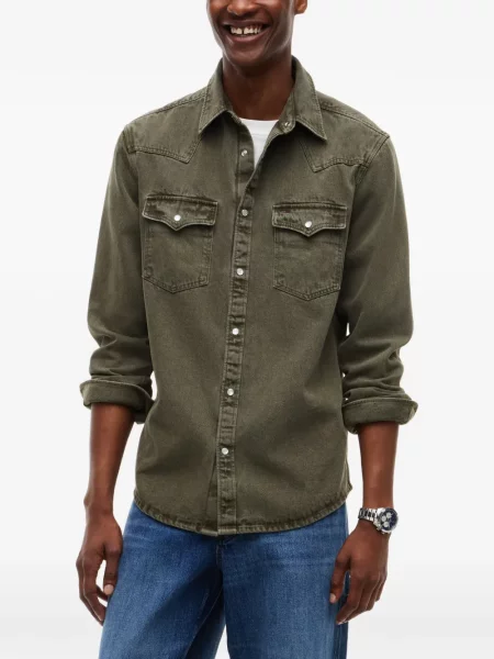 Lung cămașă de blugi Tommy Hilfiger verde