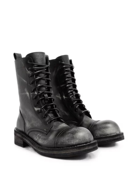 Botine Ann Demeulemeester cu șireturi din piele negru