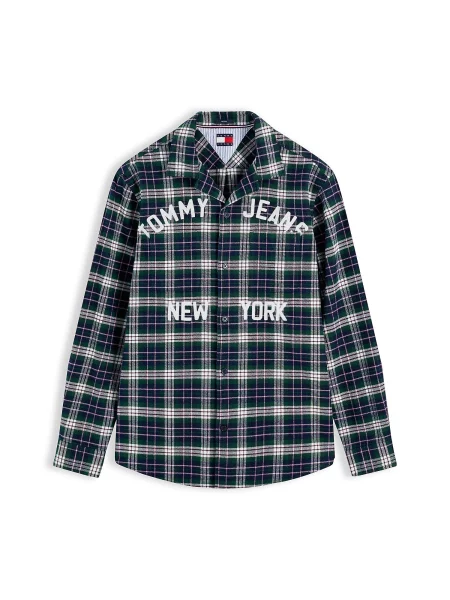 Tommy Jeans Cămașă bleumarin / verde / roz alb