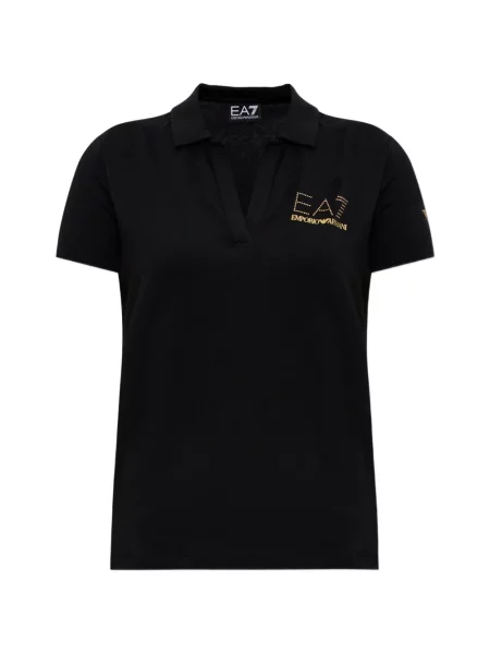 Top Ea7 Emporio Armani cu decolteu în V cu autograf negru