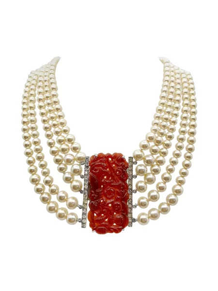 Vėrinys Jennifer Gibson Jewellery su perlais sidabrinė