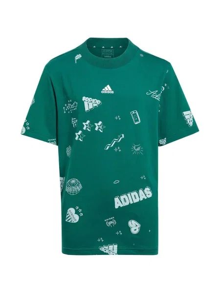Koszulka dla dzieci adidas Brand Love Allover Print zielona