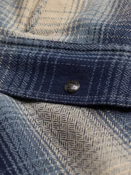 Μάλλινο καρό πουκάμισο Ralph Lauren Rrl μπλε