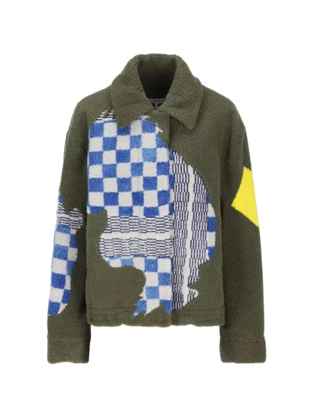 Geacă bomber Loewe din piele de oaie verde