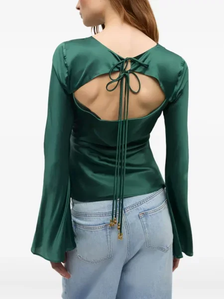 Bluză Ganni din satin verde