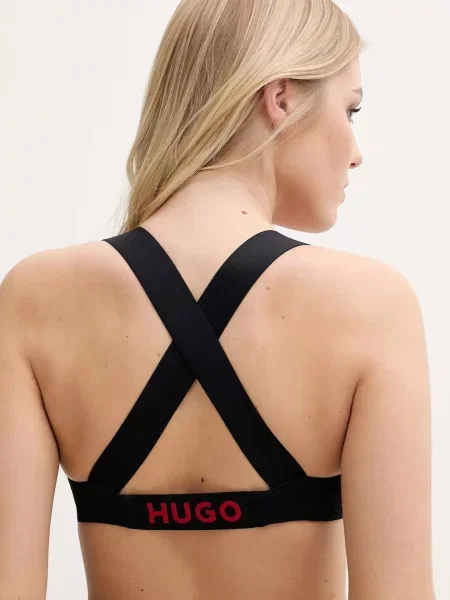 Plavková podprsenka HUGO mírně vyztužený košík černá