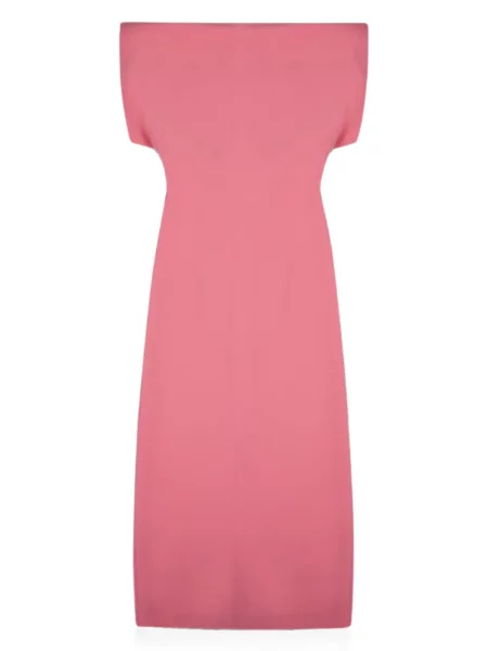 Rochie midi Oscar The Collection cu umerii deschiși roz