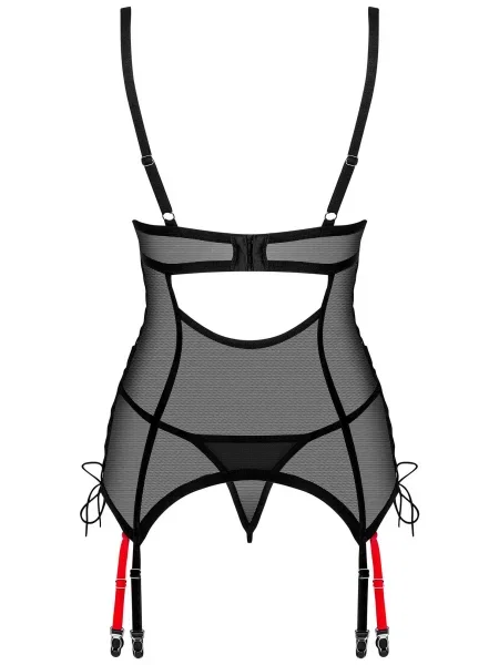Прозрачный корсет с пажами и трусики стринг Комплект_Obsessive_Glandez_corset чорні