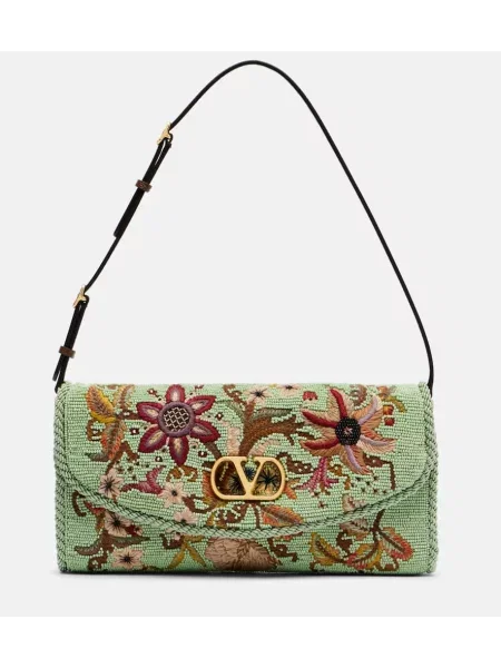 Mali torbica Valentino Garavani s cvjetnim printom kuglice zelena