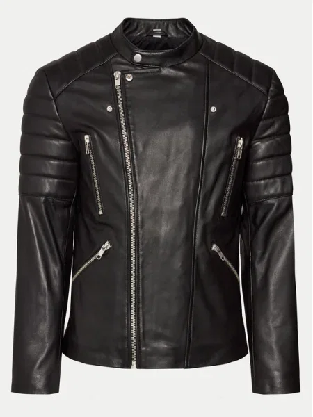Serge Pariente Geacă de piele Gladiator negru