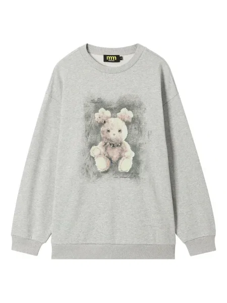 Mała bluza Mini Cream z nadrukiem teddy szara
