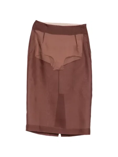 Fustă midi Patrizia Pepe din organza maro