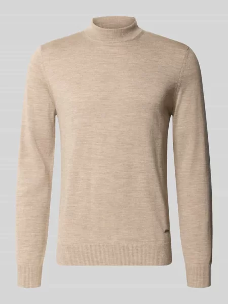 Sweter o kroju regular fit z czystej żywej wełny model Davide' Joop! Collection beżowy