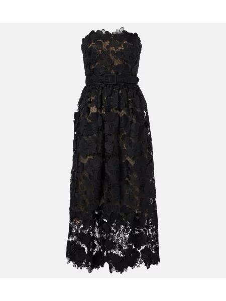 Čipkasta obleka Oscar De La Renta s cvetličnim vzorcem s čipko bela