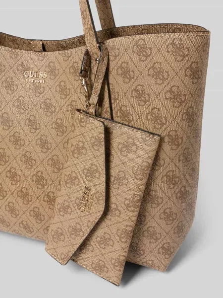 Shopperka Guess z nadrukiem beżowa