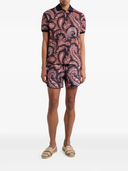 Slip de baie Etro cu imagine cu model paisley albastru