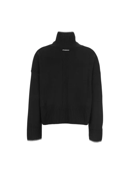 Lniany sweter Pinko czarny