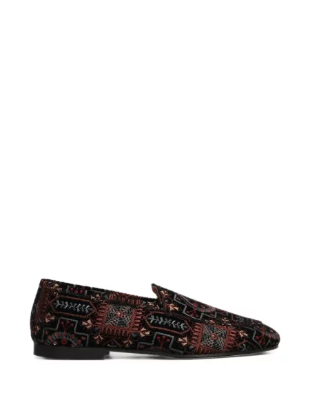 Pantofi loafer Anniel cu broderie de catifea negru