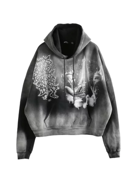 Hanorac cu glugă Hellstar cu motiv cu inimi gri